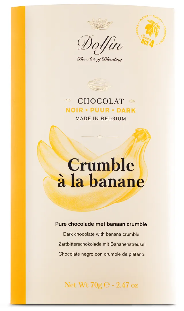 dolfin-crumble-banane-tablette-chocolat-noir-70g-biscuit-fruit image 1