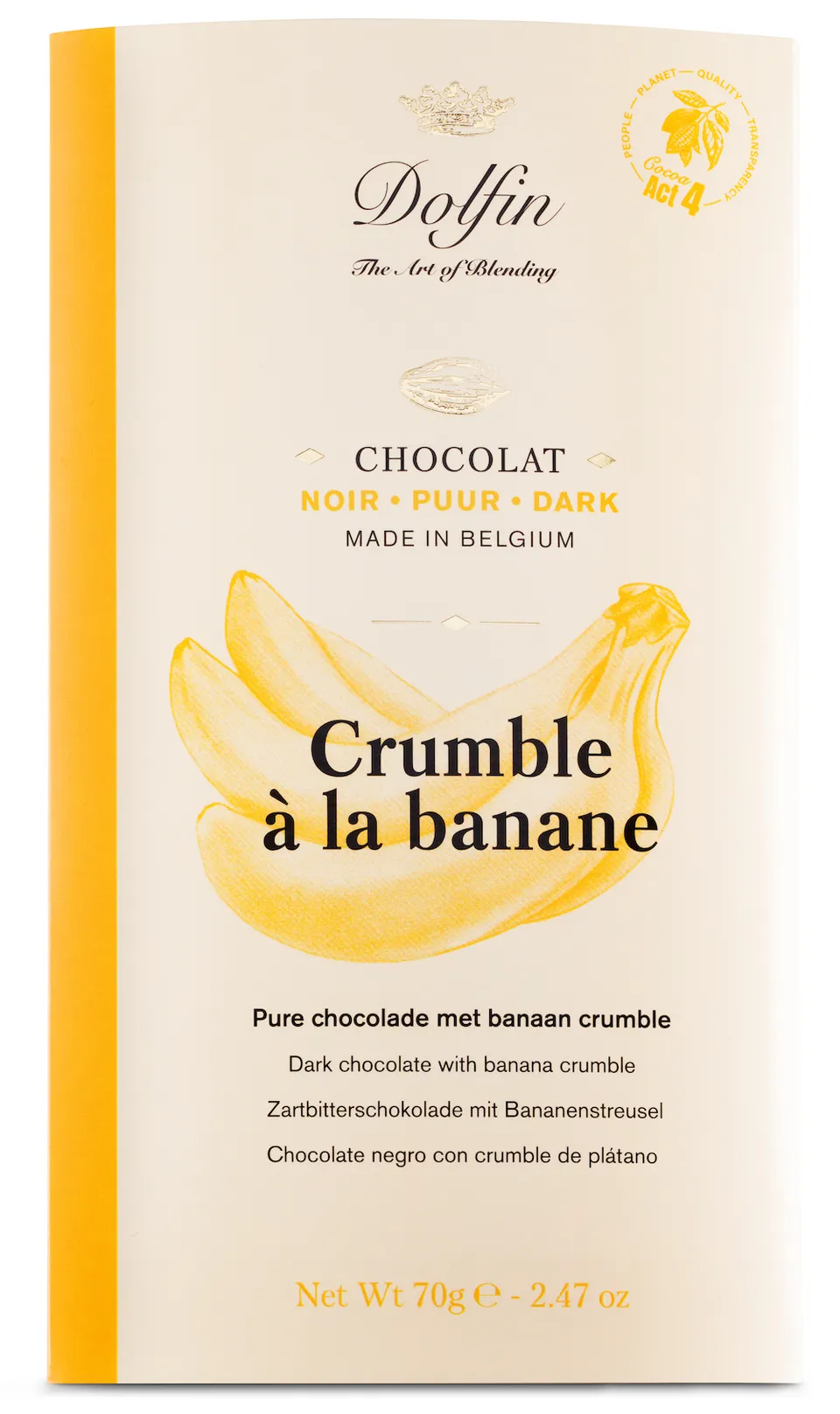 dolfin-crumble-banane-tablette-chocolat-noir-70g-biscuit-fruit image 1