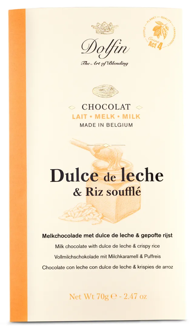 dolfin-dulce-de-leche-riz-souffl-tablette-chocolat-lait-70g image 1