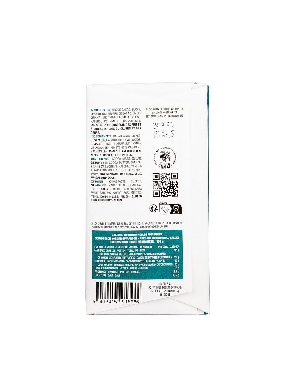 dolfin-le-chat-tablette-70g-chocolat-noir-s-same image 2