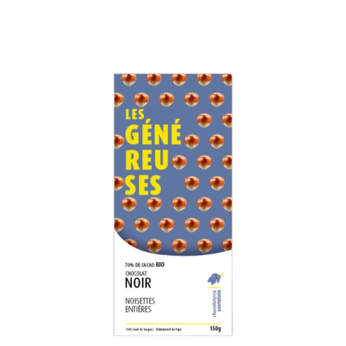 chocolaterie-castelain-tablette-g-n-reuse-noir-70-noisettes-150g image 1