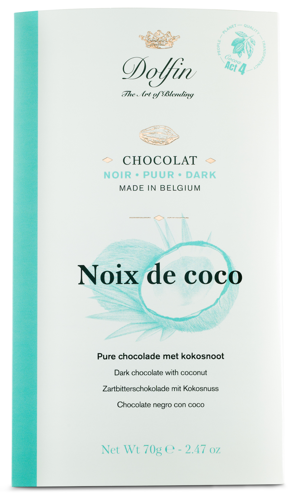 dolfin-noix-de-coco-tablette-chocolat-noir-70g-coco-caram-lis-e image 1