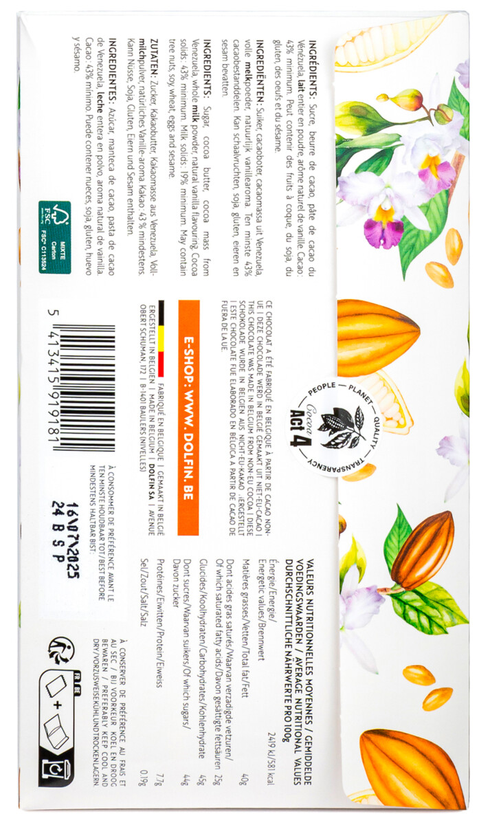 dolfin-origines-venezuela-43-tablette-chocolat-au-lait image 2