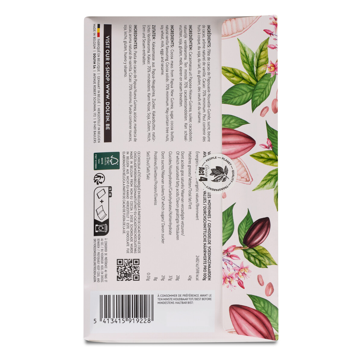 dolfin-collection-origines-papouasie-tablette-chocolat-noir-70 image 2
