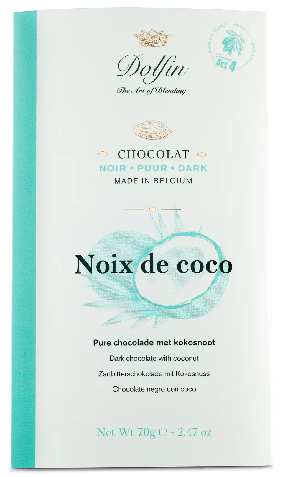 dolfin-noix-de-coco-tablette-chocolat-noir-70g-coco-caram-lis-e image 1