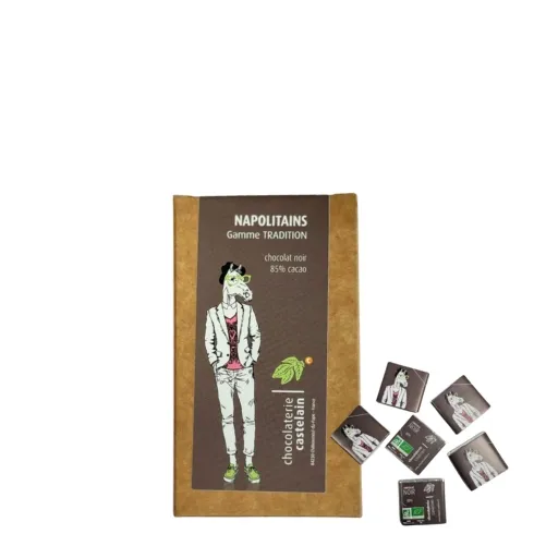 chocolaterie-castelain-picorer-napolitains-chocolat-noir-85-bio-250g image 1
