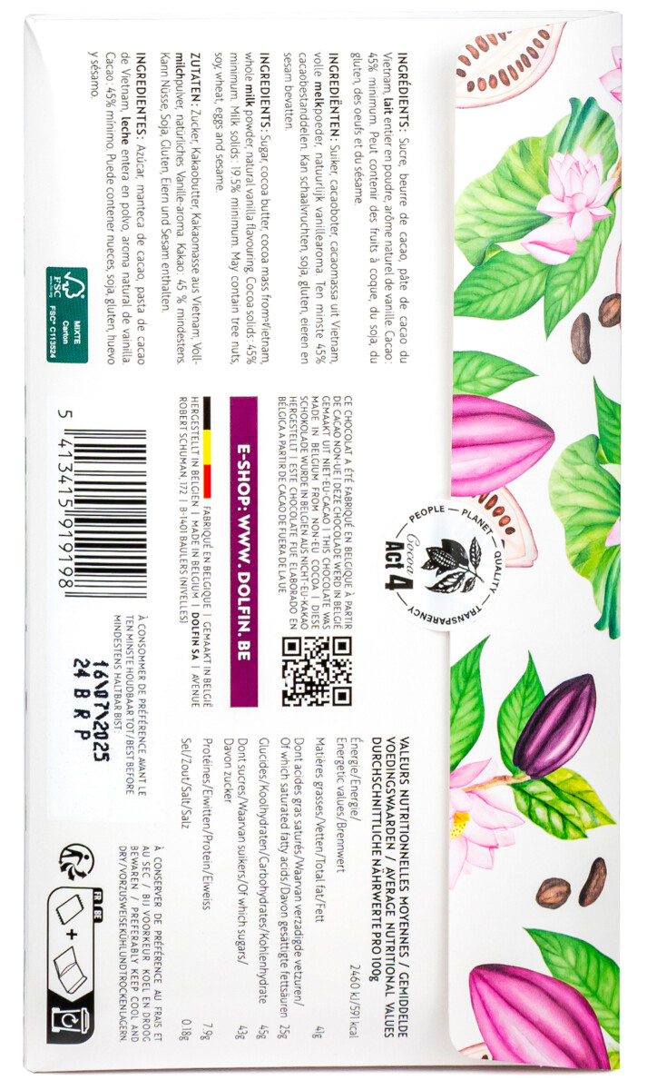 dolfin-origines-tablette-chocolat-lait-vietnam-45 image 2