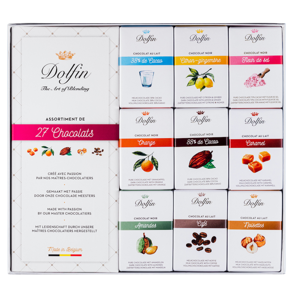 dolfin-coffrets-cadeaux-27-mini-tablettes-coffret-chocolat-9-saveurs image 1