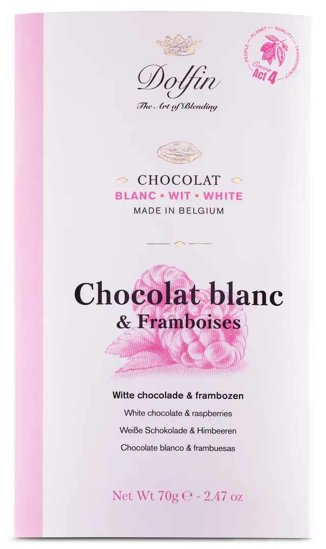 dolfin-collection-tablette-chocolat-blanc-framboises-31-cacao image 1