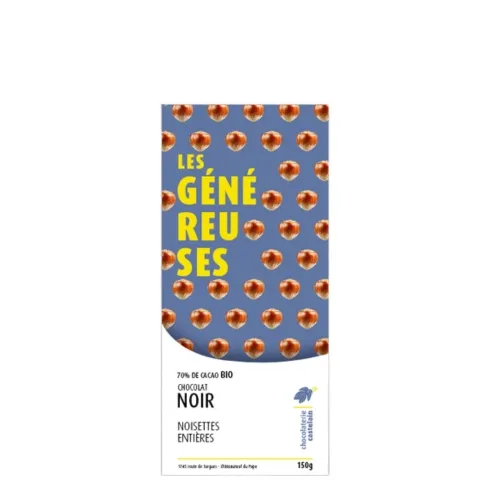 chocolaterie-castelain-tablette-g-n-reuse-noir-70-noisettes-150g image 1