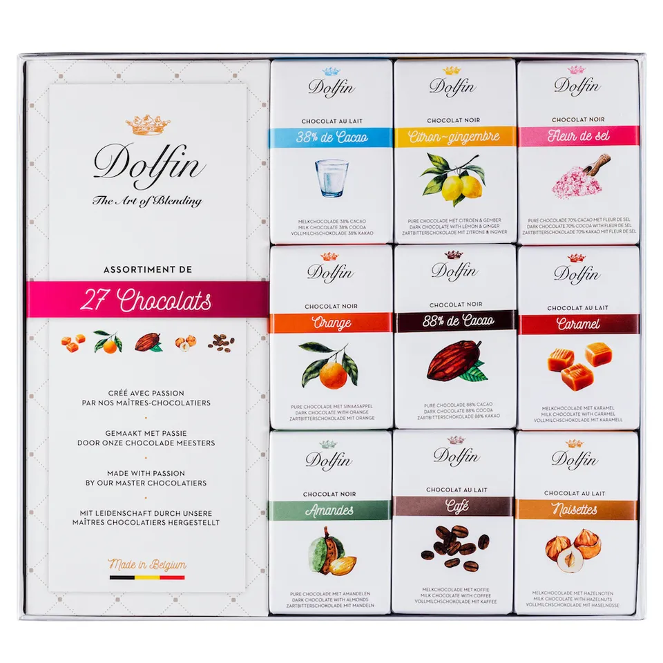 dolfin-coffrets-cadeaux-27-mini-tablettes-coffret-chocolat-9-saveurs image 1