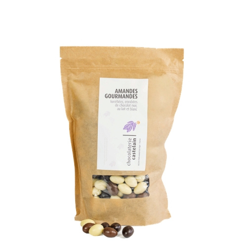 castelain-picorer-amandes-3-chocolats-noir-lait-blanc-180g image 2
